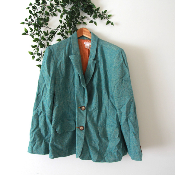 Sundance Women's Green Lined Wool Blend Blazer Style Jacket Size Large - Picture 1 of 4